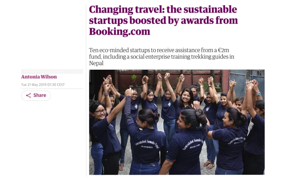 SASANE Sisterhood featured in The Guardian sustainable travel