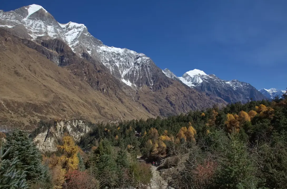 Remote wilderness trails on the Manaslu Circuit passing through untouched Himalayan landscapes
